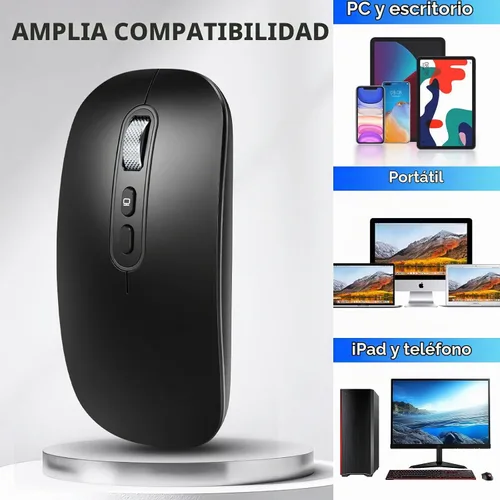 Vista 6 de RaceGT - Ratón inalámbrico recargable USB C, modo dual para MacBook Air/Pro