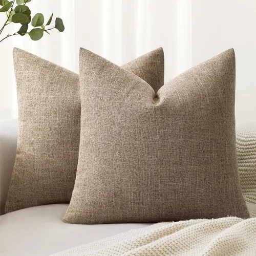 Vista 13 de MIULEE - Paquete de 2 fundas de almohada decorativas de lino de arpillera costera, estilo granja, para sofá, coche, sillón, dormitorio, sala de Azul