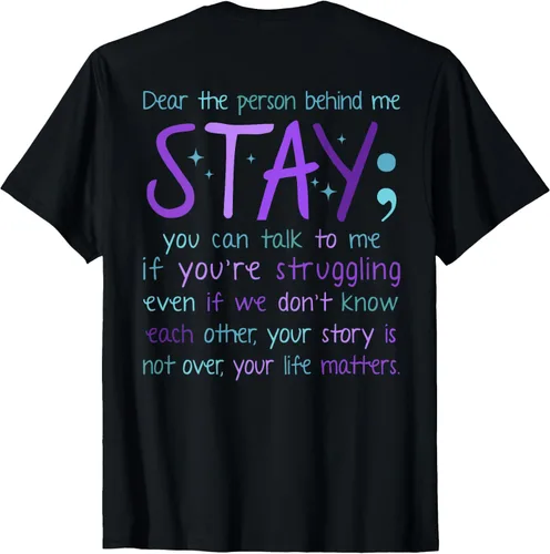 Vista 3 de Camiseta de 2 caras You Matter Dear Person Behind Me Suicide Awareness, Negro