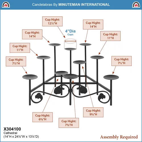Vista 3 de Minuteman International Catedral de hierro forjado chimenea candelabro