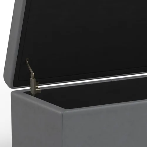 Vista 7 de SIMPLIHOME Avalon - Banco contemporáneo tipo otomana rectangular con almacenamiento extragrande de 54 pulgadas de ancho, de pelo sintético de Gris