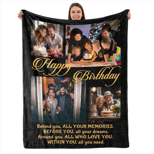 Vista 11 de TURMTF Manta personalizada con foto para mamá de hija e hijo, regalos de boda personalizados para ella, él, pareja, esposa, marido, novia, novio