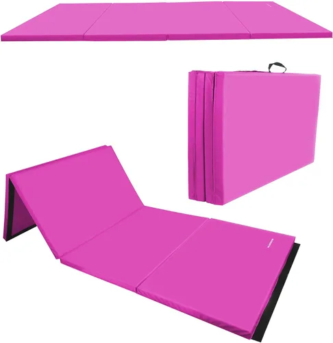 Vista 12 de BalanceFrom 6x4 Feet 4-Panel Folding Gymnastics Mat – 2-Inch Thick Pad with Vinyl Surface and Carrying Handles for Tumbling, Yoga, Pilates, Home