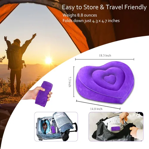 Vista 9 de Almohada elevadora de piernas, forma de corazón, almohadas de elevación de piernas para hinchazón de circulación sanguínea, almohada inflable