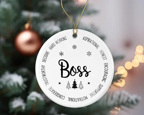Vista 2 de Descriptive Boss Ornament - Best Ever Christmas Ornament - Xmas Keepsake Gift from Colleague - New Ornament Gift - Retirement Gift Printed on One