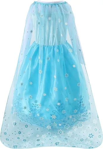 Vista 2 de Aoiviss Disfraz de princesa Elsa para niñas vestido de Frozen para Halloween cumpleaños cosplay