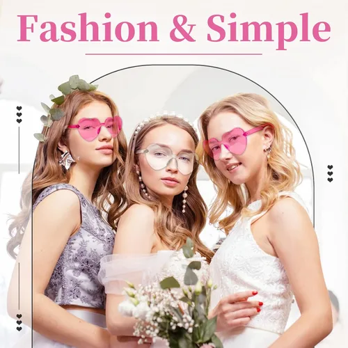 Vista 4 de Heart Shaped Sunglasses Candy Color Rimless Fun Heart Sunglasses for Women Men Party Favors