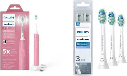 Vista 19 de Philips Sonicare 4100 Cepillo de dientes eléctrico recargable, negro, con cabezales de repuesto originales Philips Sonicare Optimal para control