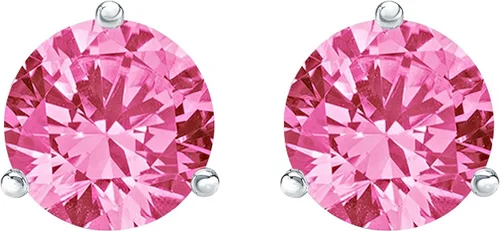 Vista 4 de Pendientes de tuerca de zafiro rosa de 12-10 quilates de peso total con 3 puntas