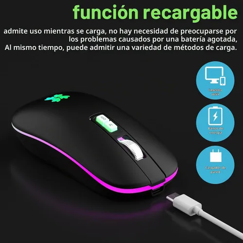 Vista 2 de besky Ratón recargable inalámbrico, mouse portátil silencioso para A-Negro
