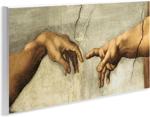 Vista 2 de Stupell Industries Manos de la creación de Adán - Placa de pared religiosa, 7 x 17 pulgadas Sin marco