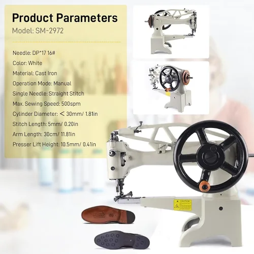 Vista 2 de Máquina de coser para zapatos, máquina de coser de zapatero, máquina de coser industrial de cuero, máquina de coser manual de cuero de 360 grados
