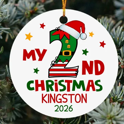 Vista 11 de Recuerdo personalizado para el segundo aniversario del señor y la fecha para pareja, adorno de aniversario de boda, decoración de árbol de Navidad