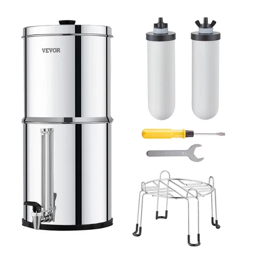 Vista 12 de VEVOR Sistema de filtro de agua por gravedad, sistema de sobremesa de acero inoxidable 304 de 1.5G, sistema de filtración de agua, reduce el plomo