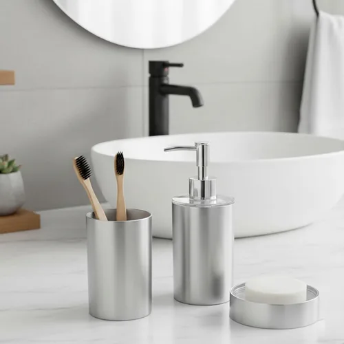 Vista 7 de Bandeja dispensadora de taza de jabón de aluminio cepillado NOUMEA