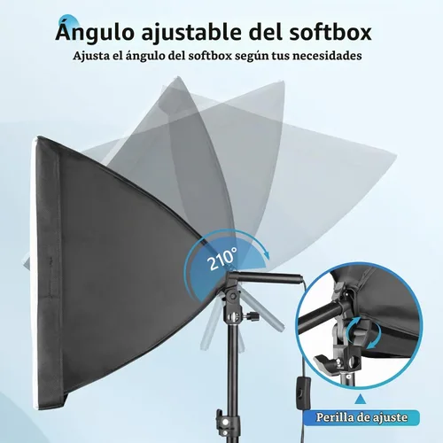 Vista 4 de UBeesize Softbox Kit de Iluminación para Fotografía, Kit de Iluminación Continua de 16" x 16" con Bombilla de Socket E27 de 40W 6500K, Iluminación
