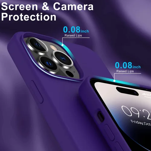 Vista 5 de DEENAKIN Funda compatible con iPhone 14 Pro Max con protector de pantalla, funda de goma de silicona suave para mujeres, niñas, mujeres y niñas