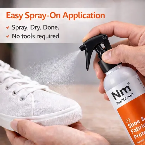 Vista 8 de NANOMAN Spray repelente al agua/impermeable para zapatos y tela, incluido ante de cuero nobuck y ecológico. Fórmula nanotecnológica libre de alcohol