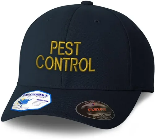 Vista 8 de Flexfit - Gorra bordada para hombre y mujer, para control de plagas y ocupación bordada, gorras de béisbol Solo diseño negro.