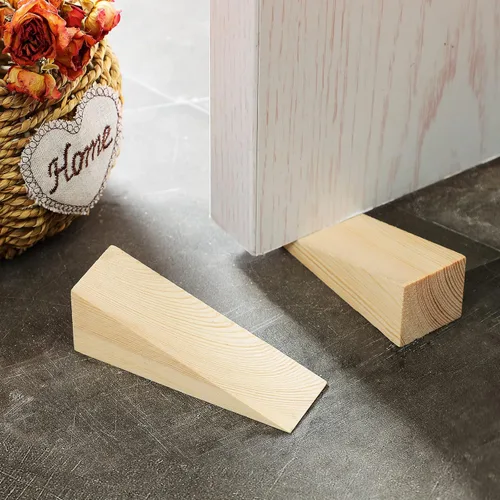 Vista 4 de Amyhill 6 piezas de cuña de madera para puerta, cerradura de puerta Natural