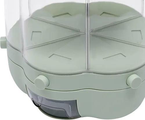 Vista 3 de Dispensador de granos de 6 rejillas, dispensador de alimentos secos de grano giratorio de 360°, contenedor de almacenamiento de arroz y granos