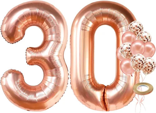 Vista 12 de KatchOn, Globos de oro rosa con el número 25, 40 pulgadas, decoraciones de cumpleaños de 25 para mujer, globos de cumpleaños de 25 años