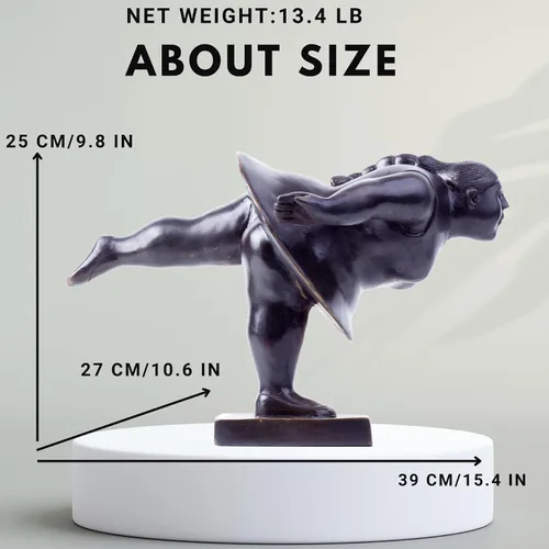 Vista 2 de Estatua de mujer gorda decorativa 100% bronce fundido escultura de yoga femenina hermosa y resistente de 10.6 pulgadas, regalo de bronce