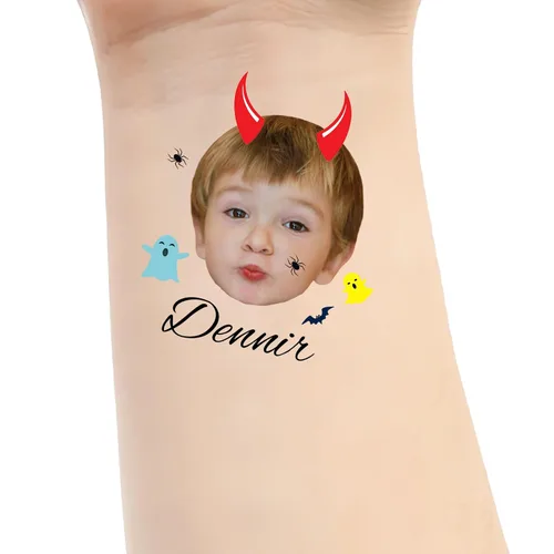 Vista 24 de Tatuajes personalizados temporales personalizados temporales con nombre, logotipo, foto facial para adultos, boda, cumpleaños, San Valentín