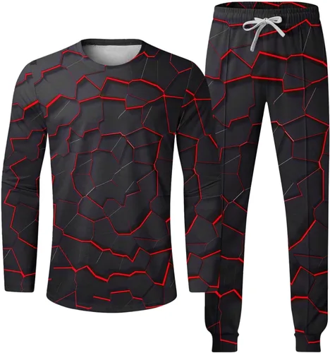 Vista 5 de Conjunto deportivo de 2 piezas para hombre, tallas grandes, conjuntos de camisetas y pantalones deportivos, conjuntos de pantalones deportivos