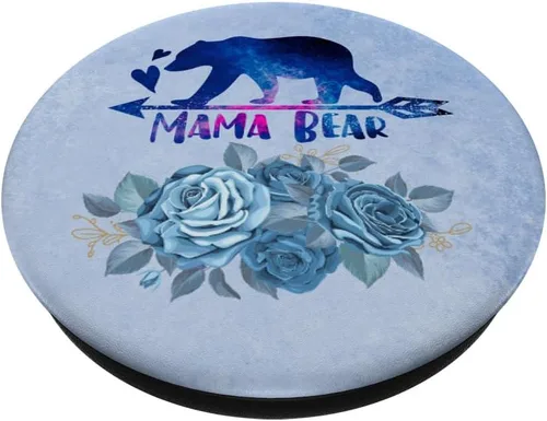 Vista 2 de Mama Bear Color Azul Burst Rose Flower Pop Grip para mamá mamá PopSockets PopGrip: agarre intercambiable para teléfonos y tabletas
