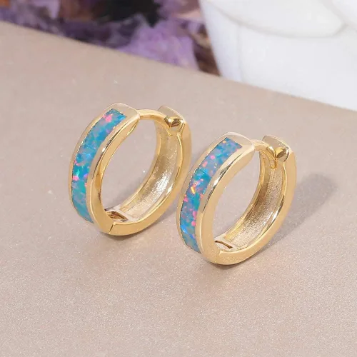 Vista 147 de CiNily Aretes Huggie de ópalo con bisagras, chapados en oro, hipoalergénicos, pequeños aretes de aro para mujeres, adolescentes, niñas, hombres
