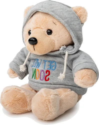 Vista 7 de Oso de peluche Ganz Get Well Gray Hoodie, Encouragement Card, 9 Inch Comfort Plush, Feel Better Gift for Kids, Teens, Women & Men, Hospital Stay