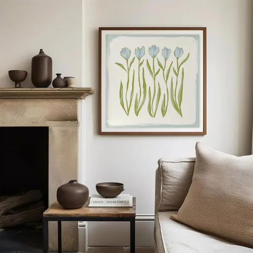 Vista 5 de Imágenes de flores en acuarela, arte de pared de flores de tulipán, impresión botánica moderna, elegante póster floral de mercado, arte de pared