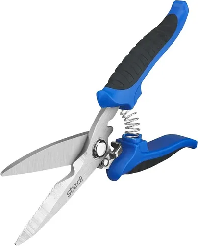Vista 5 de stedi Tijeras resistentes, tijeras multiusos con cuchillas finamente dentadas, muesca de cable eléctrico de fácil corte, aislamiento, mango cómodo