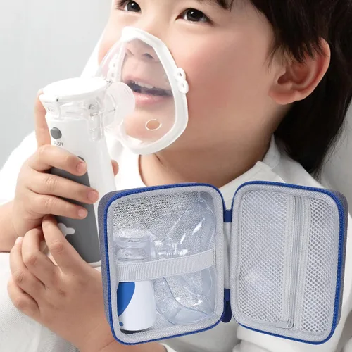 Vista 8 de Aenllosi Estuche de almacenamiento rígido compatible con nebulizador portátil para adultos y niños, funda de transporte de inhalador de mano