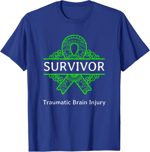 Vista 23 de Camiseta de concientización traumática con cinta verde para supervivientes de lesiones cerebrales, Negro, S