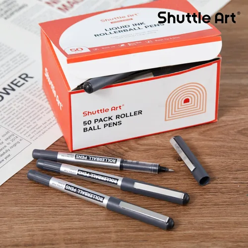 Vista 7 de Paquete de 50 bolígrafos Shuttle Art de punta fina, 0.02 pulgadas, con tinta líquida, para escritura diaria, tomar notas, escuela y oficina