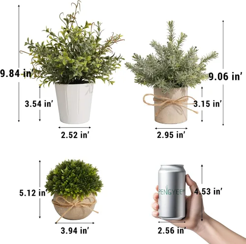 Vista 4 de Paquete de 8 plantas artificiales pequeñas, plantas artificiales de interior para decoración del hogar, pequeñas plantas artificiales