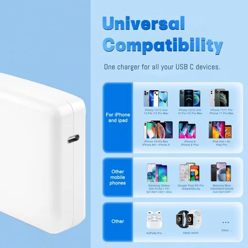 Vista 2 de Adaptador de corriente de cargador rápido USB C de 96 W compatible con el nuevo Mac Book Air de 13 pulgadas MacBook Pro de 16 pulgadas 2021 2020