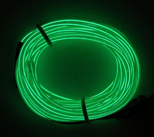 Vista 2 de Searik - Tira de luces LED de neón de 16.4 pies/5m, cable EL portátil que brilla, luces de cuerda LED con control de batería para decoraciones
