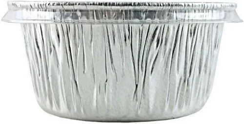 Vista 4 de Pactogo Taza de papel de aluminio de 4 onzas con tapa de plástico transparente, moldes desechables para hornear cupcakes/ramekin/muffins