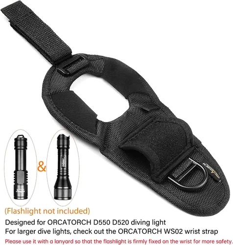 Vista 3 de ORCATORCH Diving Flashlight Glove Hands-Free Flashlight Holder Universal Adjustable Wrist Strap Scuba Dive Lights Accessories