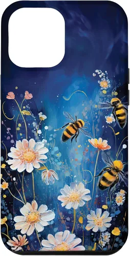 Vista 26 de Bees and Wildflowers on Dark Blue Case for iPhone 17