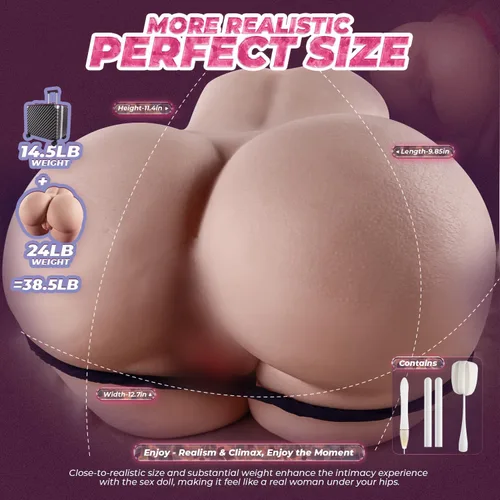 Vista 4 de Muñeca sexual discreta de 38.5 libras, masturbador masculino con equipaje, culo grande suave y coño de tamaño real, textura de piel femenina