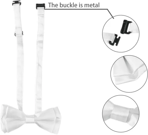 Vista 4 de Allegra K Men's Adjustable Bow Tie Neck Pre-tied Solid Party Prom Tuxedo Bowknot Bowtie
