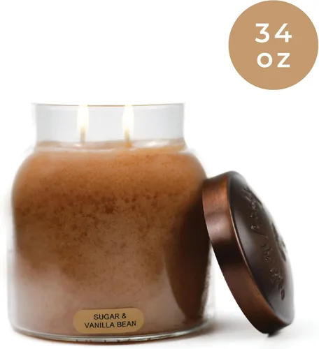 Vista 2 de A Cheerful Giver - Sugar & Vanilla Bean - Tarro de vela perfumado de Papa de 34 onzas con tapa - Keepers of The Light - 155 horas de tiempo