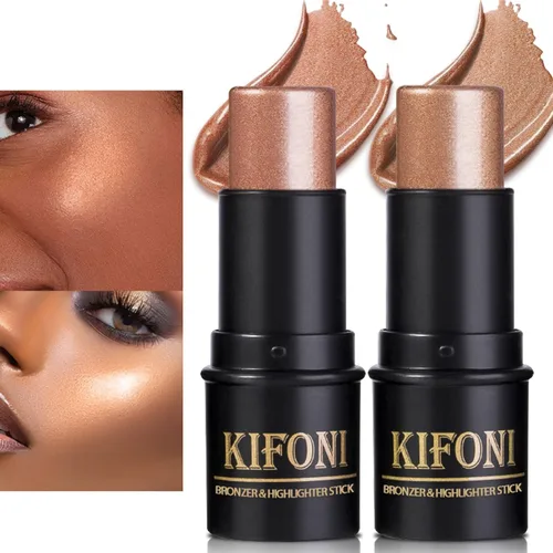 Vista 14 de Kit de contorno en crema de 3 piezas, rubor crema, iluminador, bronceador de contorno para mejillas, impermeable, de larga duración, mezclable, trío