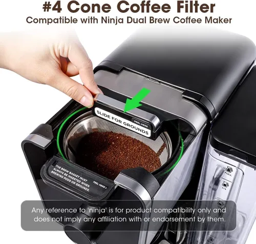 Vista 6 de Cesta de filtro reutilizable de café compatible con Ninja, Cuissinart, Mr. Coffee, Hamilton Beach, Black & Decker (2 unidades)