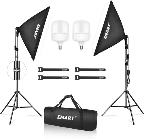 Vista 9 de EMART Kit de iluminación Softbox con rejilla, 85W 20"x28" caja suave para 85 W (3000-6500 K)