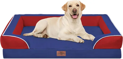 Vista 105 de Comfort Expression - Cama ortopédica para perros medianos, 28 x 19 pulgadas, cama impermeable y de apoyo de espuma con cojines removibles, sofá